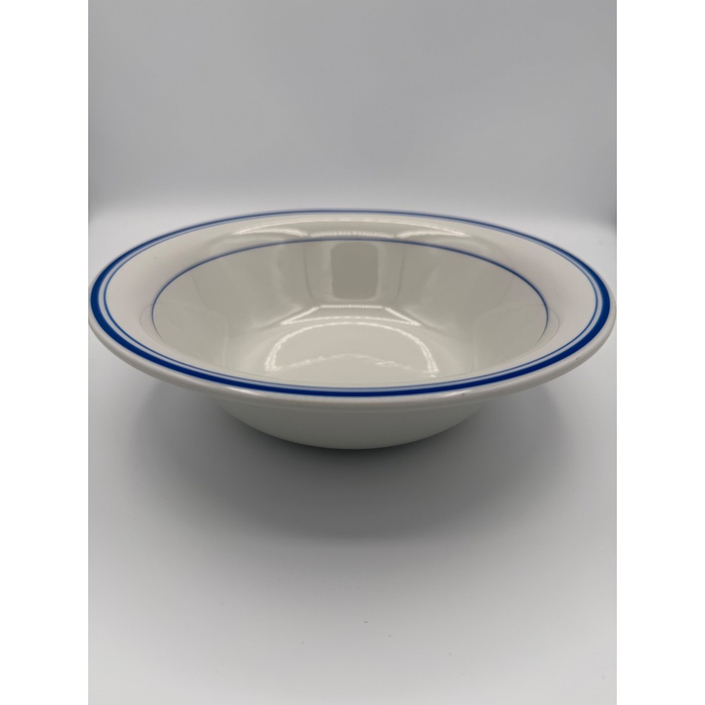 Vintage Wood & Sons BS4034 Blue Stripe 9" Rimmed Soup Bowl England 1992
